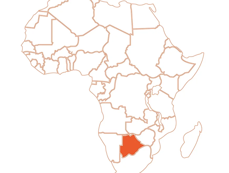 Map showing Botswana